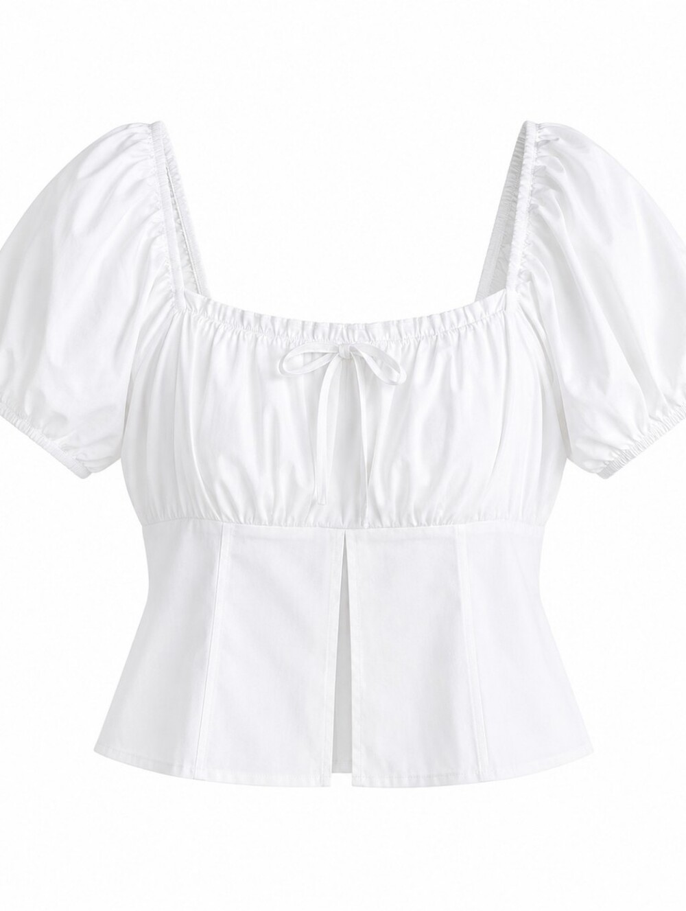 torrid White Square-Neck Puff Sleeve Peplum Blouse with Front Tie Sz 2X